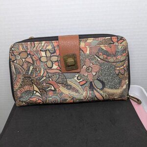 Sakroots Wallet Artist Circle Smart Phone Wristlet Sienna Canvas Boho